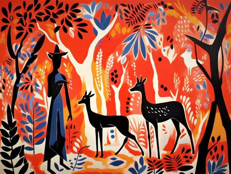 Poster Matisse Style Forest Scene