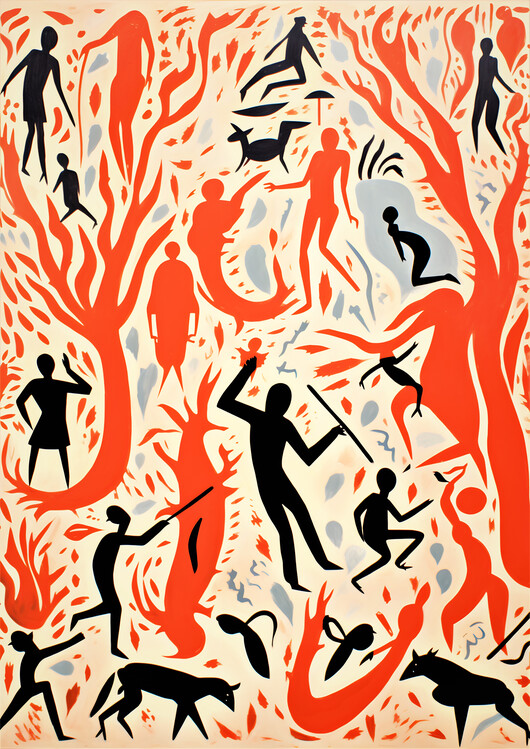 Poster Abstract Hunting Scene