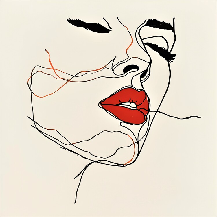Poster Led Lips Line Art