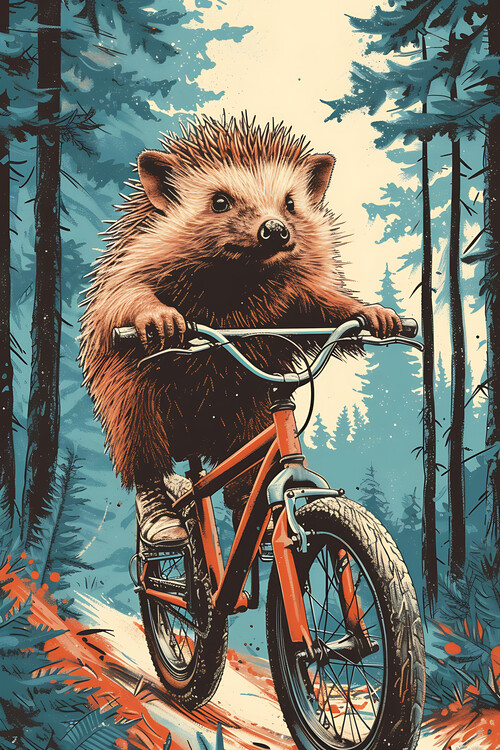 Poster Cycling hedgehog