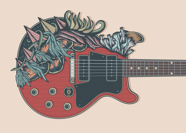 Poster Double Cut Heavy Relic Guitar in Cherry Red