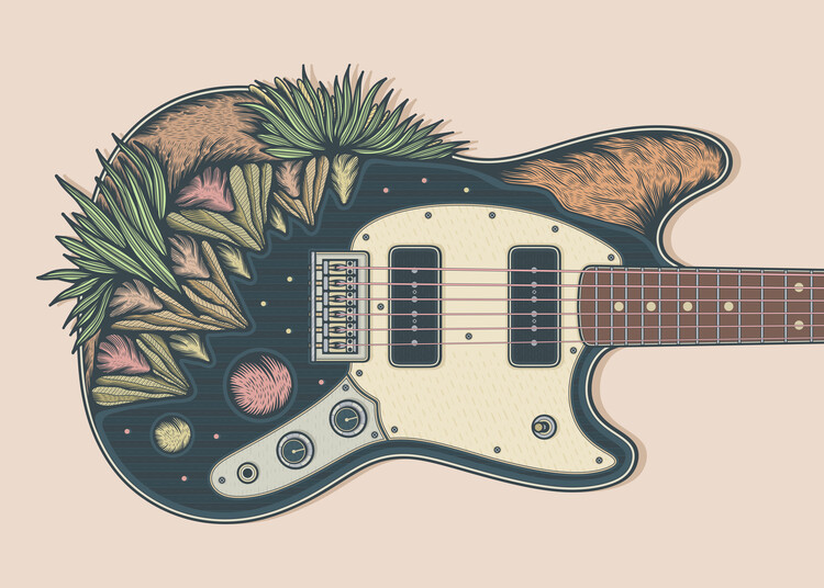 Poster Natural Relic Mustang Guitar