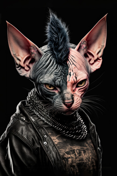 Плакат Punk Rock Sphynx Cat