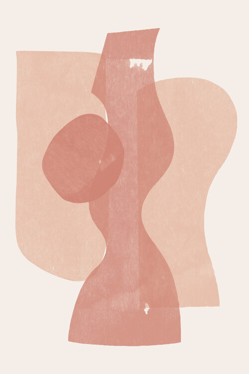 Poster Peach Paper Cut Composition No.1