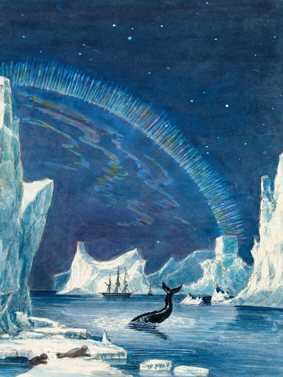 Плакат Icebergs & Aurora Borealis, Arctic - Charles Hamilton Smith