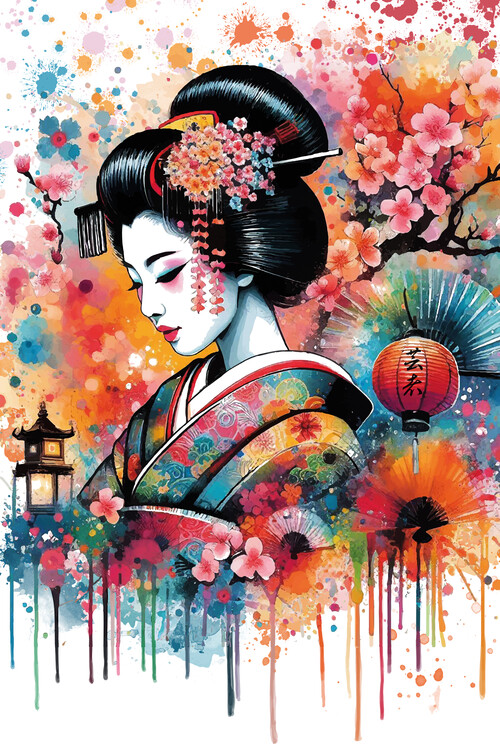 Póster Geiko watercolor