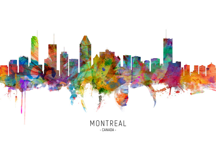 Плакат Montreal Canada Skyline Cityscape Painting Watercolor