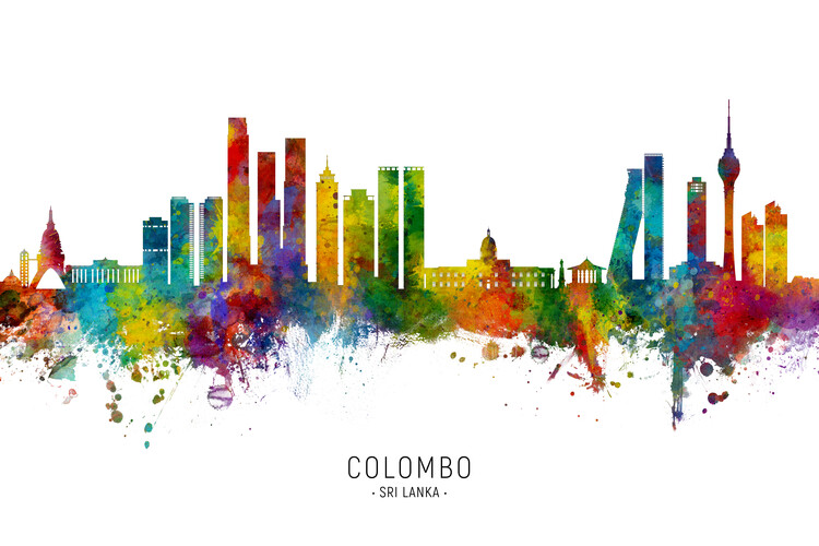 Плакат Colombo Sri Lanka Skyline Cityscape Painting Watercolor