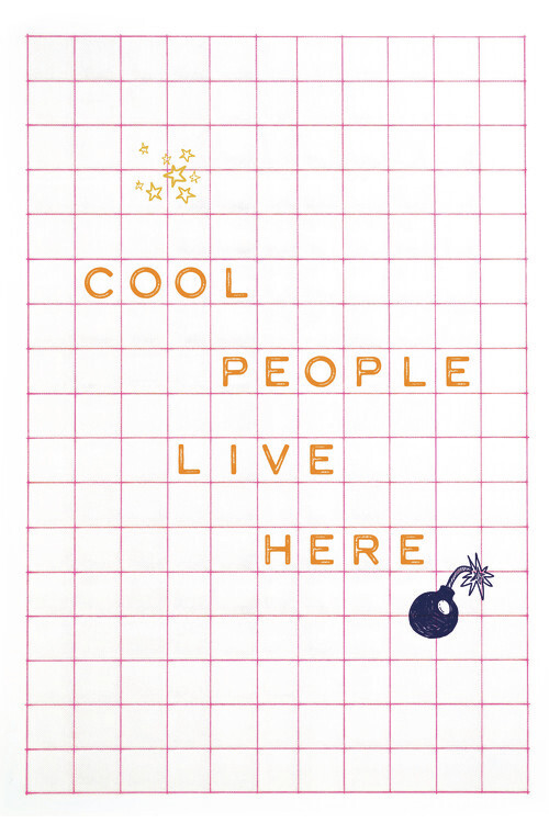 Poster Malou Studio - Cool People live here - pink