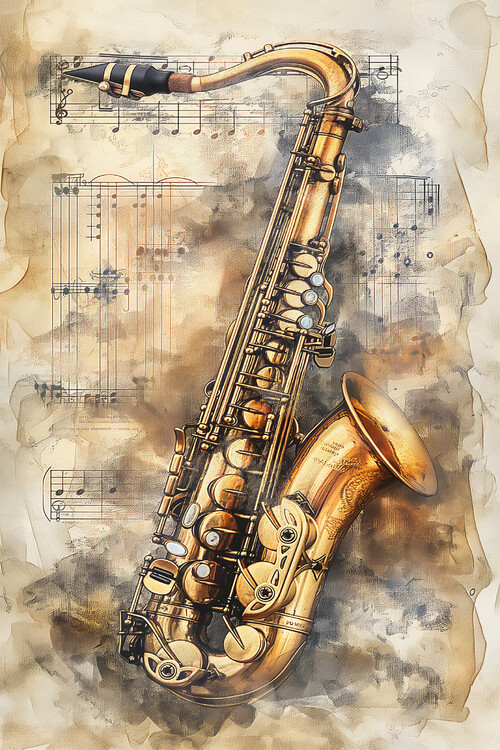 Poster Old Vintage Saxophone