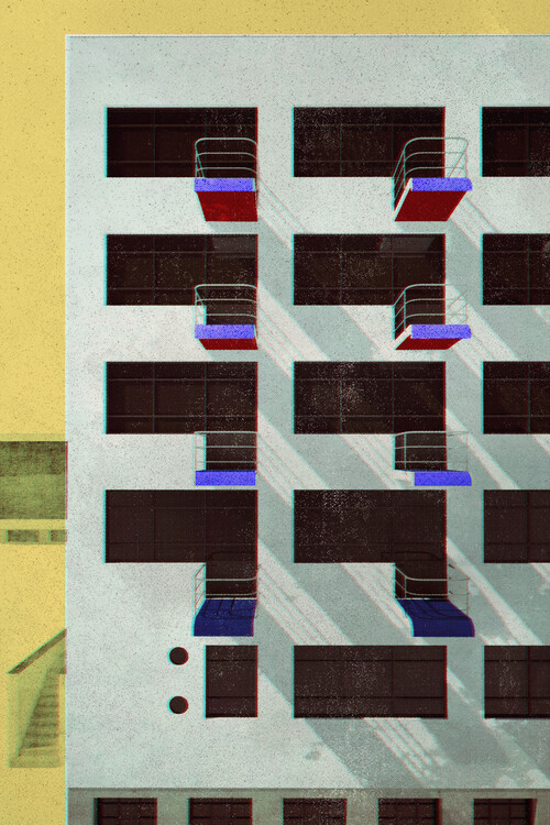 Plakat Bauhaus architecture poster old magazine style II