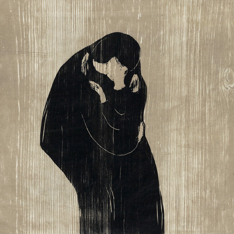 Póster The Kiss IV (Wood Texture) - Edvard Munch