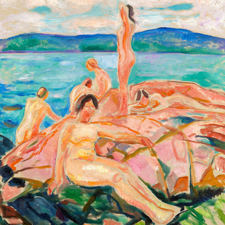 Póster Midsummer (Male & Female Nude) - Edvard Munch