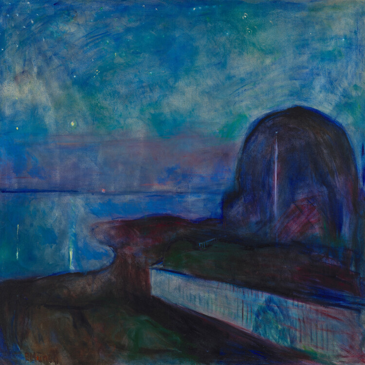 Póster Starry Night (Evening Landscape) - Edvard Munch