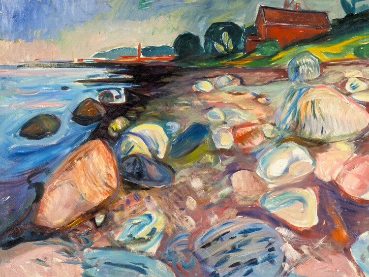 Плакат Shore with Red House (Vivid Landscape) - Edvard Munch
