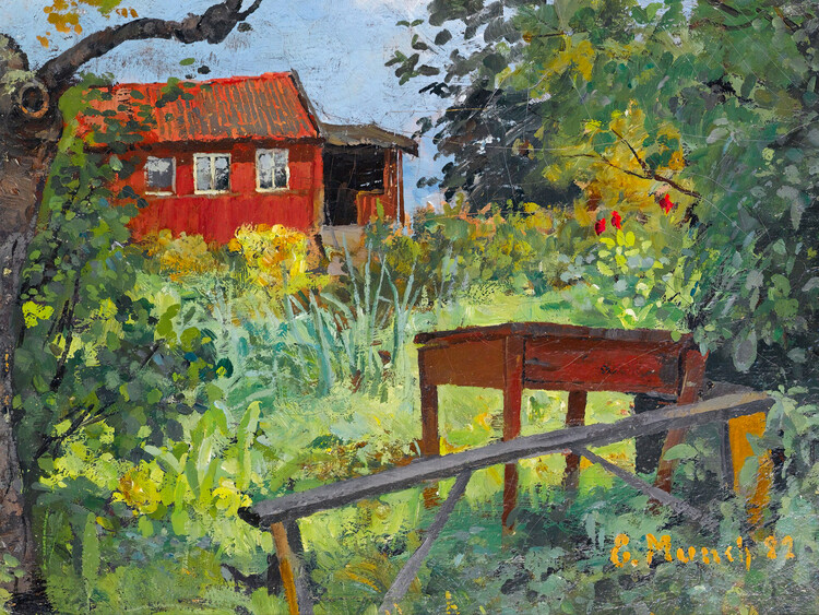 Poster Garden with Red House