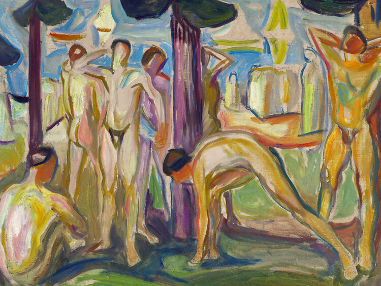 Póster Naked Men in Landscape (Male Nude) - Edvard Munch