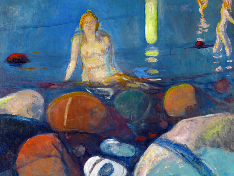 Póster Summer Night Mermaid (Female Nude) - Edvard Munch