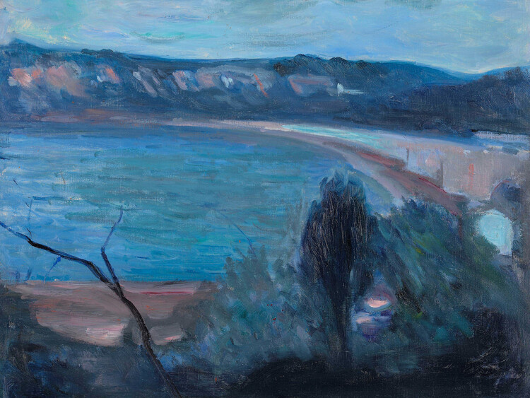 Plakát Moonlight by the Mediterranean (Blue Seaside) - Edvard Munch
