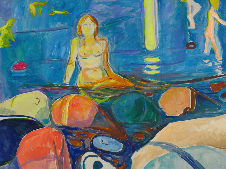 Póster Study for Summer Night Mermaid (Female Nude) - Edvard Munch