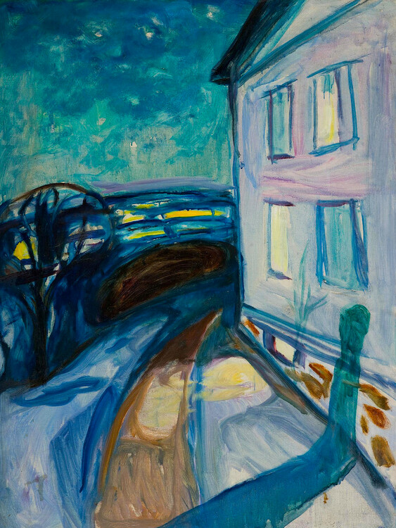 Póster House Wall in Moonlight (Evening Landscape) - Edvard Munch