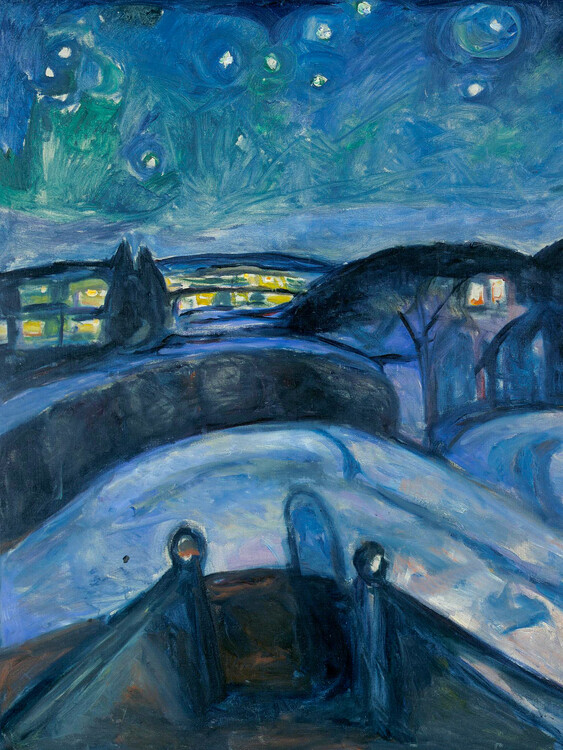 Obraz na plátně Starry Night (Evening Landscape with Stars) - Edvard Munch