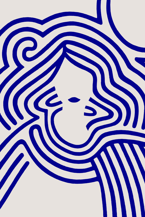 Bilde på lerret Berit in beige and indigo blue