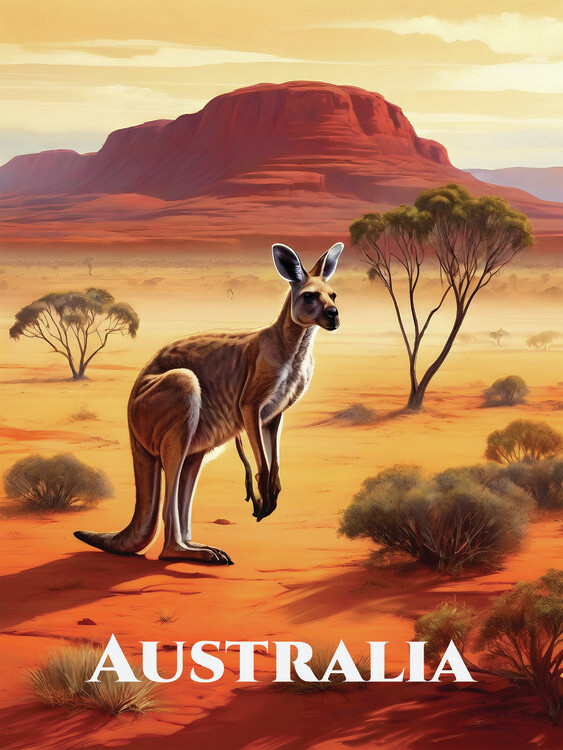Plakát Australia Outback Kangaroo
