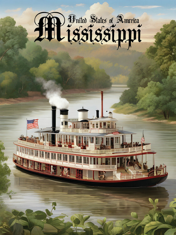 Plakát Mississippi Paddle Steamer