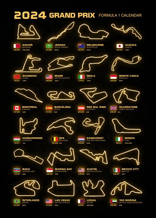 Poster Formula 1 Circuit - Season Calendar 2024