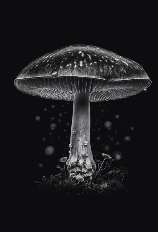 Плакат Black and White Mushroom