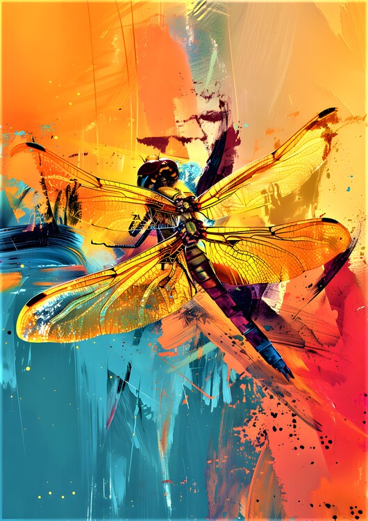 Canvas Print Dragonfly vibrant colors art