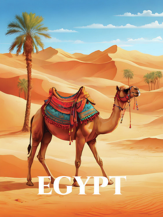 Plakát Egypt Camel in the Desert