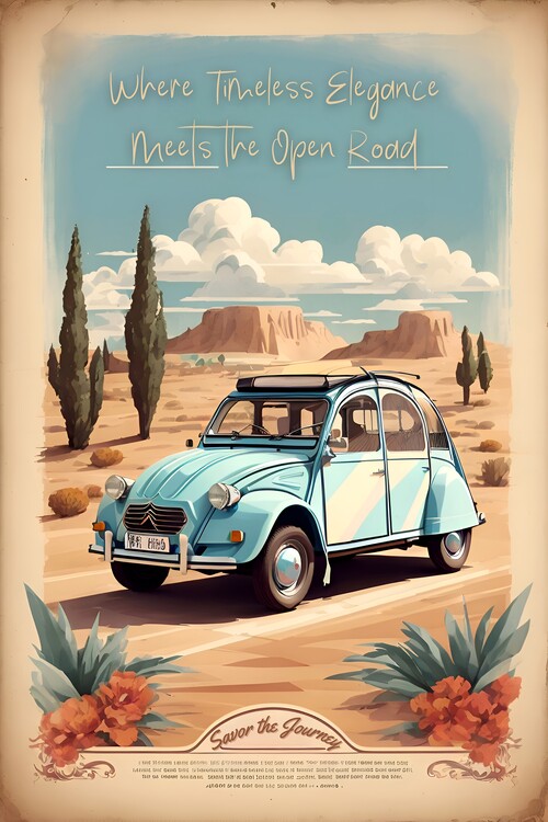 Poster 2CV Vintage Poster: Timeless Elegance