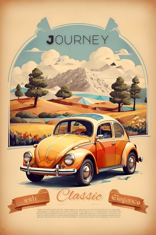 Poster Beetle Vintage Poster: Journey with Classic Elegance