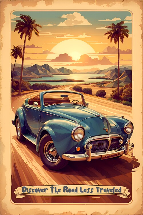 Poster Vintage Poster: Discover the Road Less Traveled