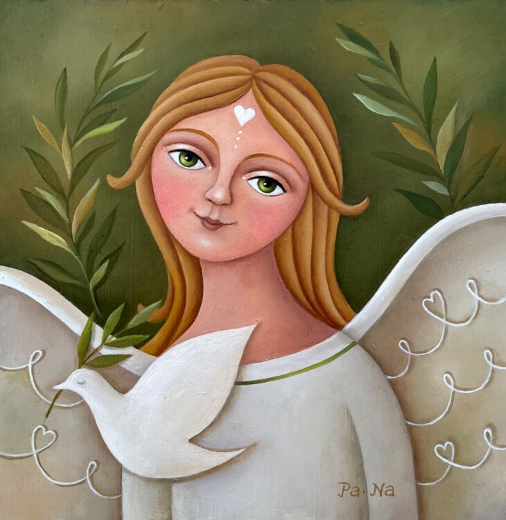 Poster Andělka s holubičkou