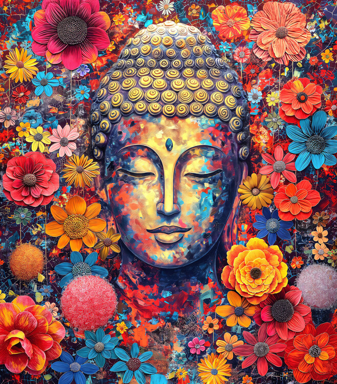 Plakát Stunning beautiful vivid painting of Buddha Religious Art