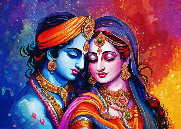 Poster Divine Love: Radha and Krishna