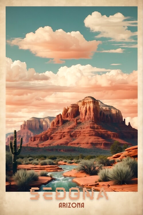 Plagát Sedona Vintage Travel Poster - Southwest Serenity Unveiled