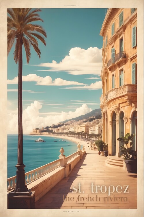 Poster Retro Chic: St. Tropez Vintage Travel Poster
