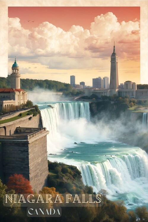 Poster Niagara Falls Vintage Travel Poster - Natural Wonder Art