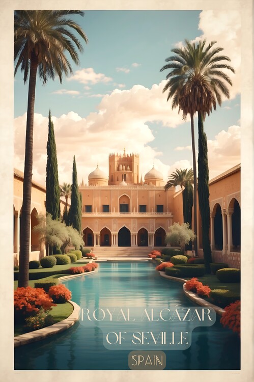 Plakat Royal Alcazar Vintage Travel Poster - Spanish Heritage Art