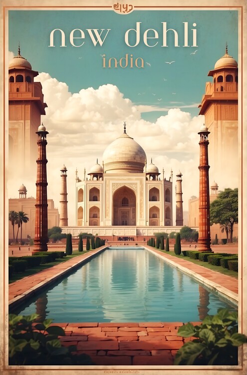 Plakát Spirit of Delhi: Vintage New Delhi Travel Poster