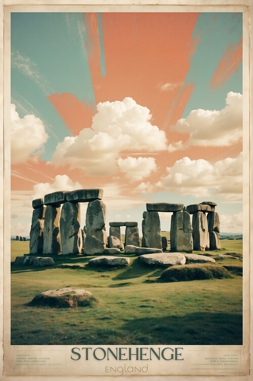 Poster Mystical Monoliths: Vintage Travel Poster of Stonehenge