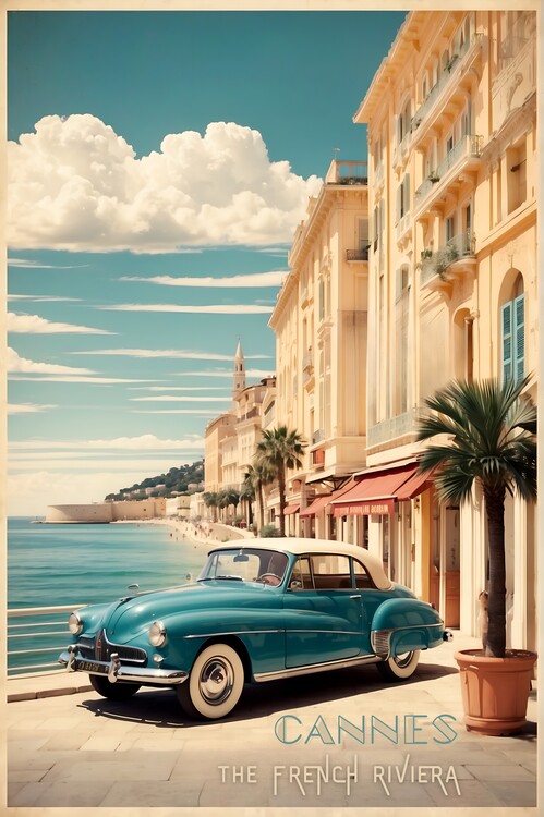 Poster Sun-Kissed Splendor: Vintage Cannes Travel Poster