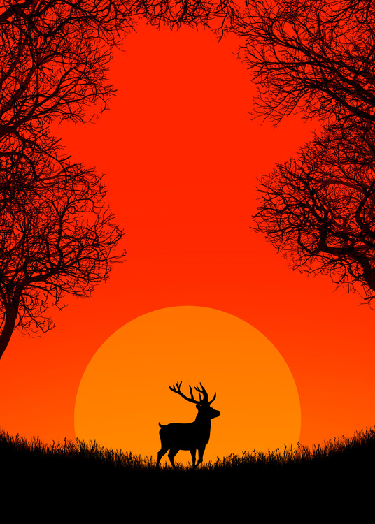 Poster Silhouette Red Dead