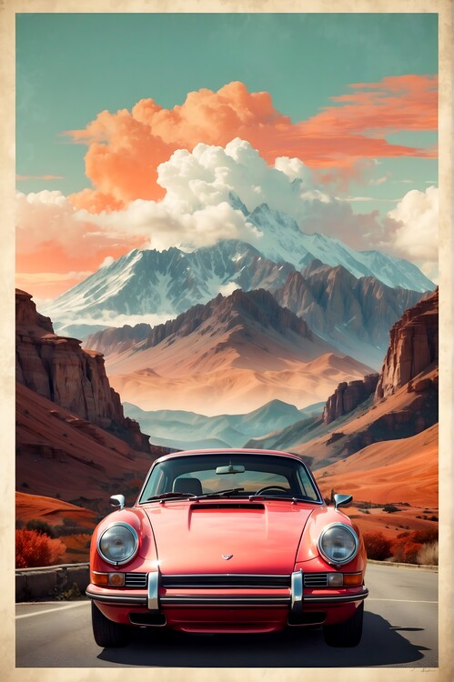 Poster Vintage Porsche 911 Turbo Poster