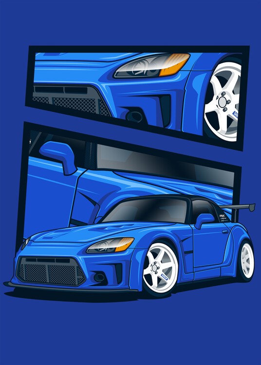 Poster Blue race car