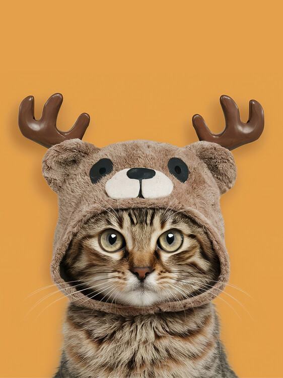 Poster kitten with bear cap